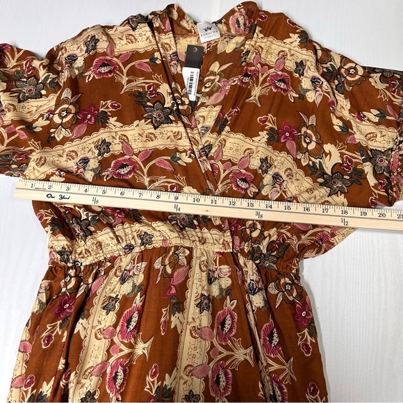 NWT Panache Brown Floral Kimono Long Wrap Dress Size M - Picture 8 of 16